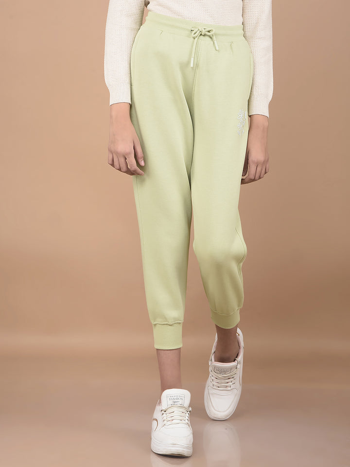 Green Crop Joggers-Girls Joggers-Crimsoune Club