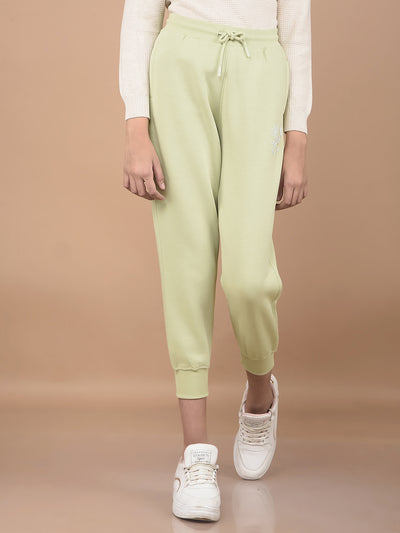 Green Crop Joggers-Girls Joggers-Crimsoune Club