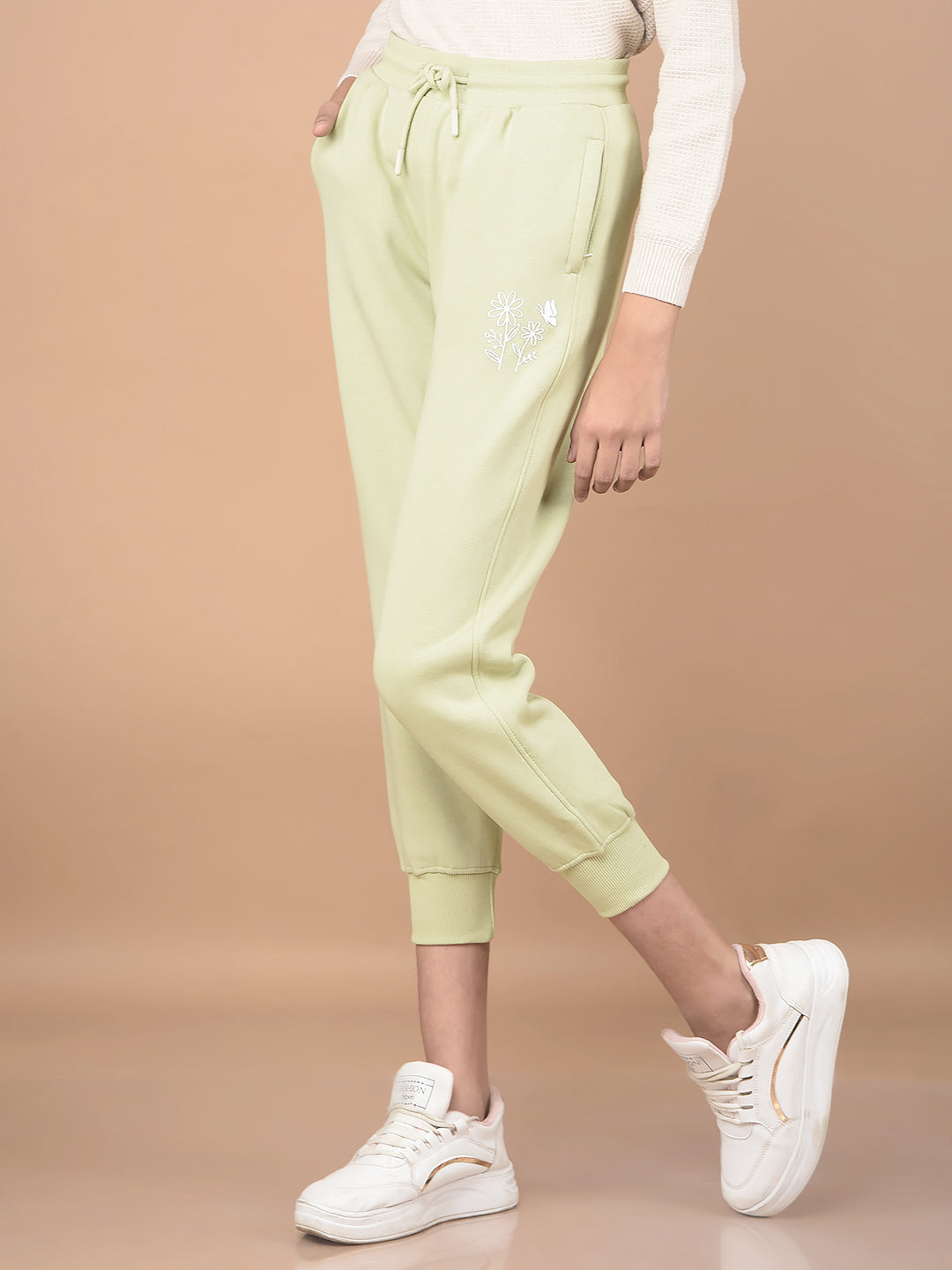 Green Crop Joggers-Girls Joggers-Crimsoune Club