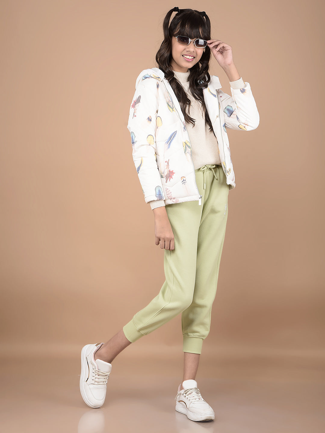 Green Crop Joggers-Girls Joggers-Crimsoune Club
