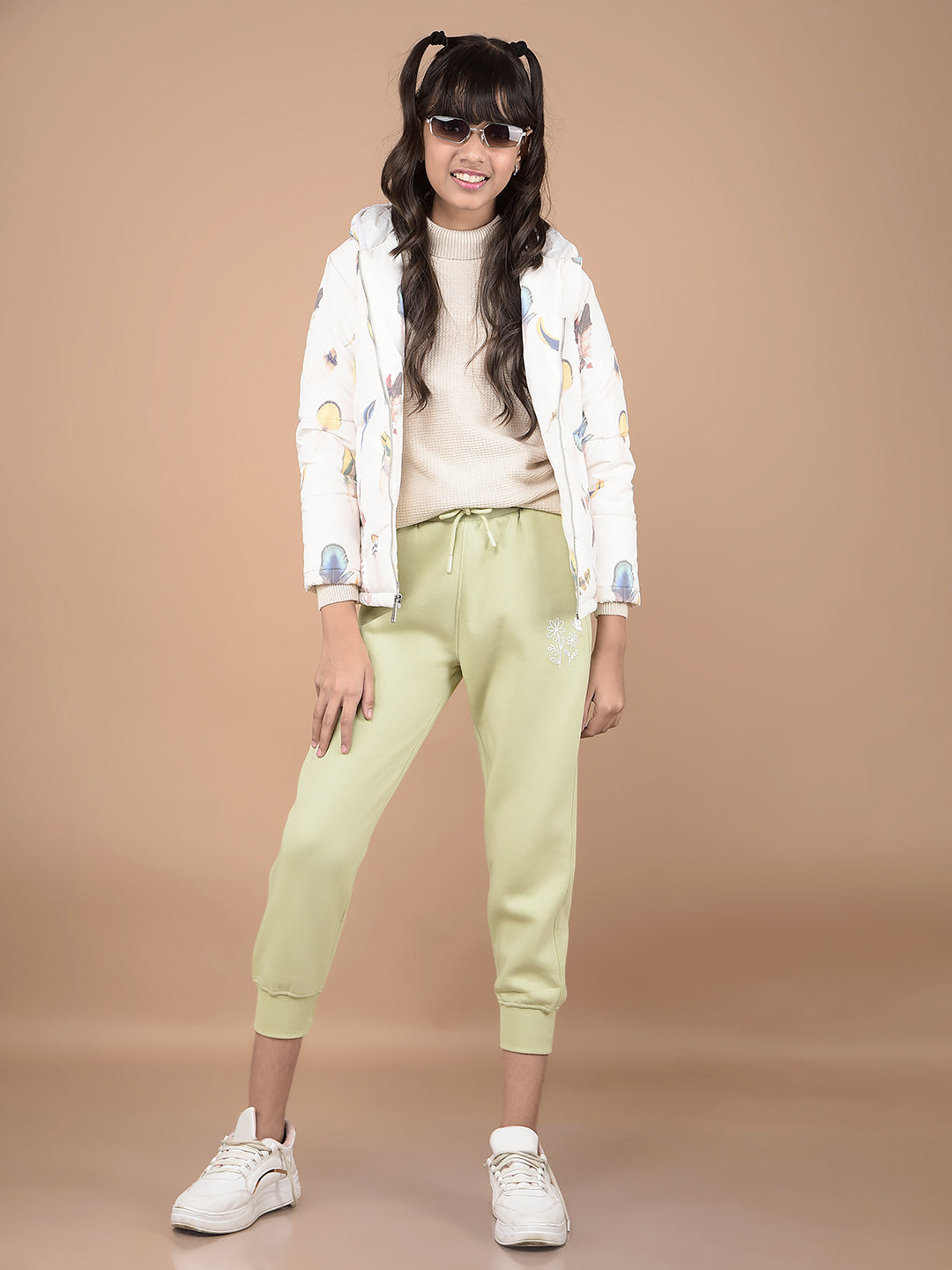Green Crop Joggers-Girls Joggers-Crimsoune Club