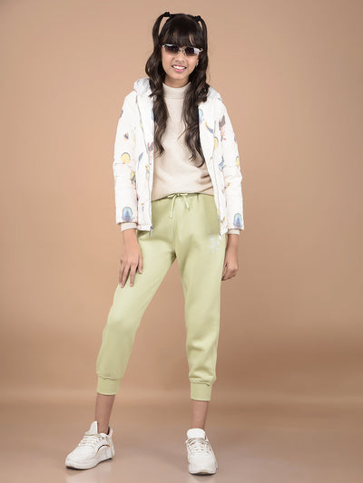 Green Crop Joggers-Girls Joggers-Crimsoune Club