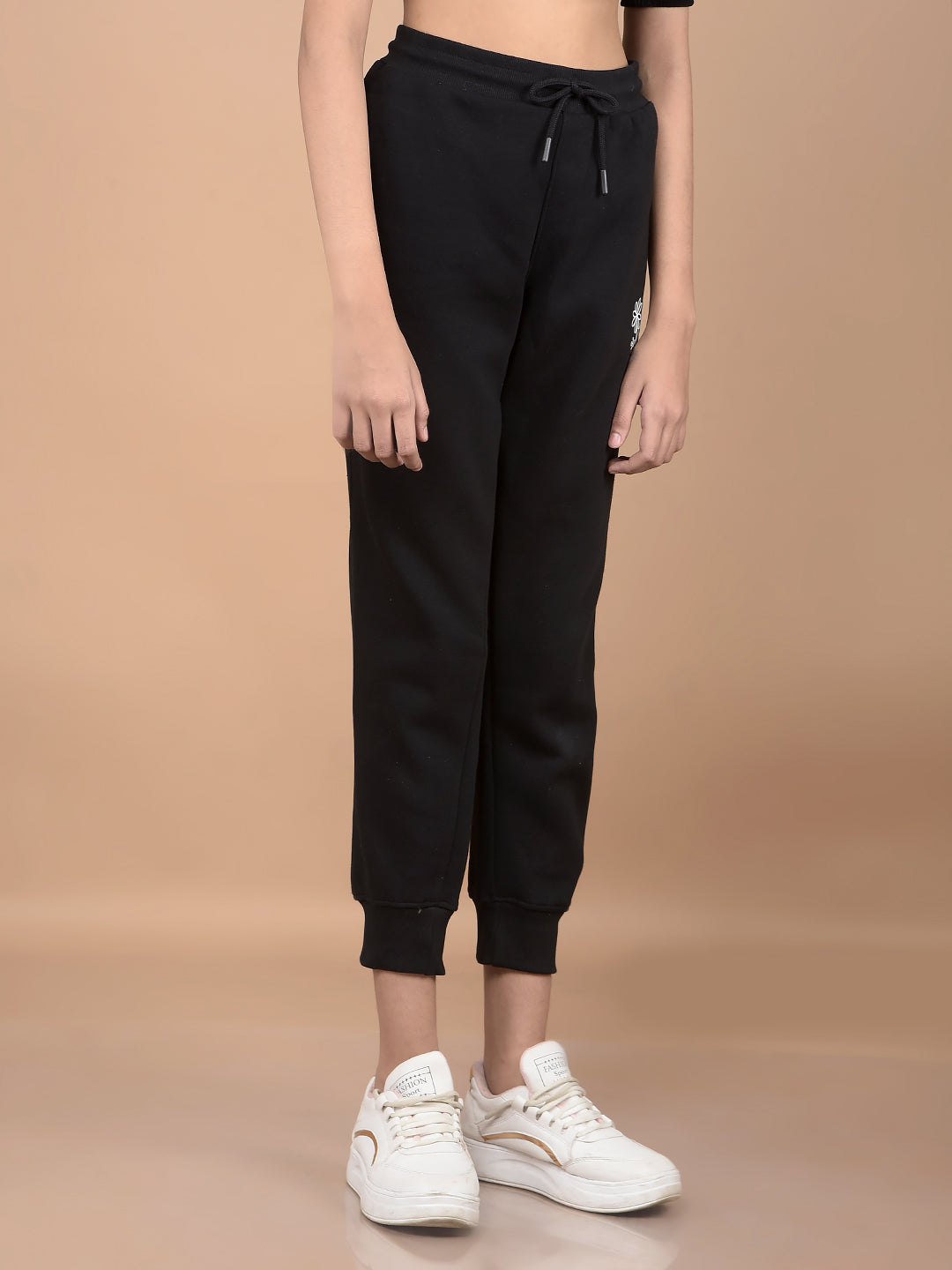 Black Crop Joggers-Girls Joggers-Crimsoune Club