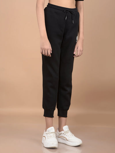 Black Crop Joggers-Girls Joggers-Crimsoune Club
