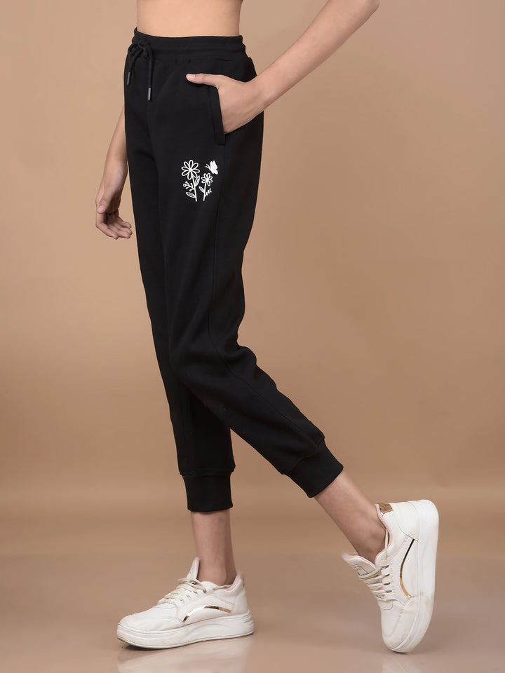 Black Crop Joggers-Girls Joggers-Crimsoune Club