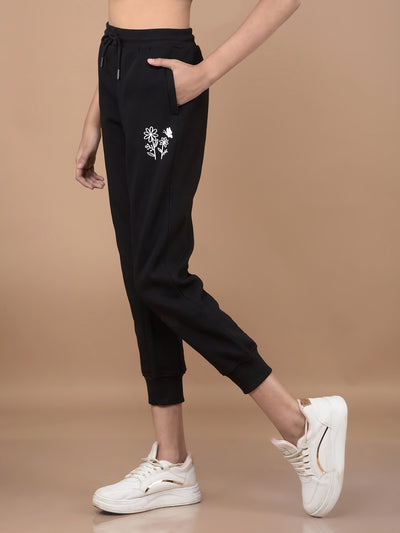 Black Crop Joggers-Girls Joggers-Crimsoune Club