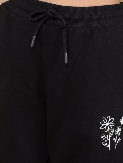 Black Crop Joggers-Girls Joggers-Crimsoune Club