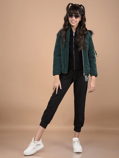 Black Crop Joggers-Girls Joggers-Crimsoune Club
