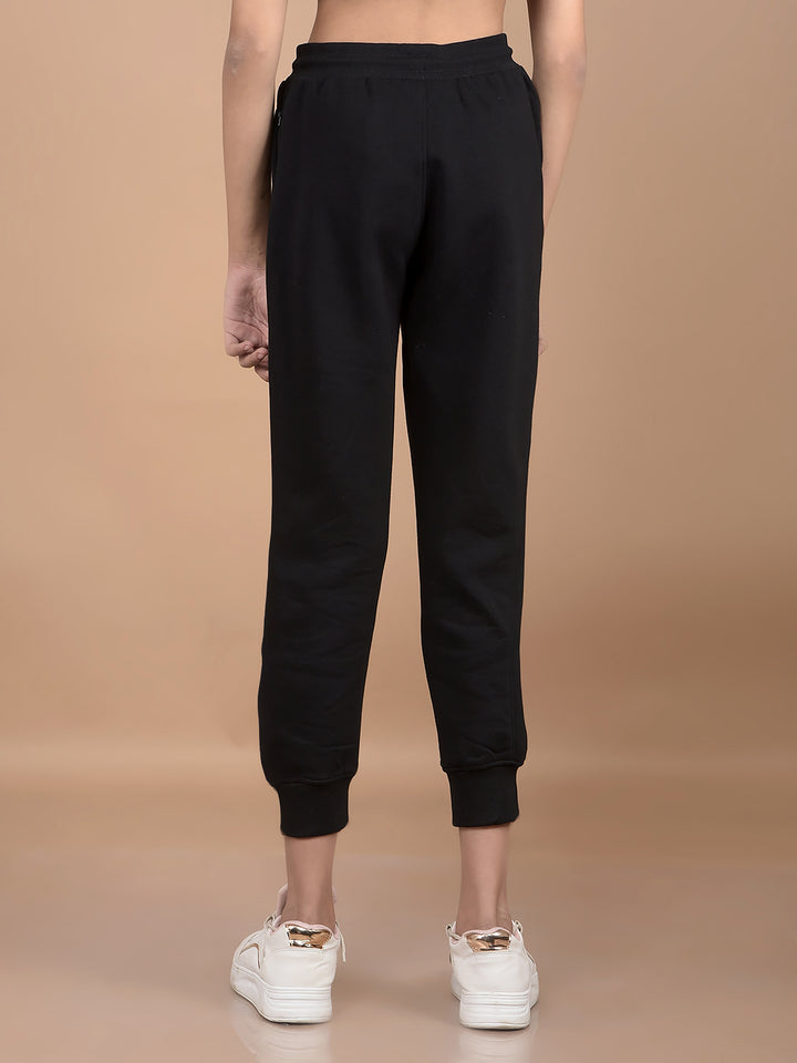 Black Crop Joggers-Girls Joggers-Crimsoune Club