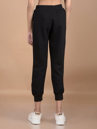 Black Crop Joggers-Girls Joggers-Crimsoune Club