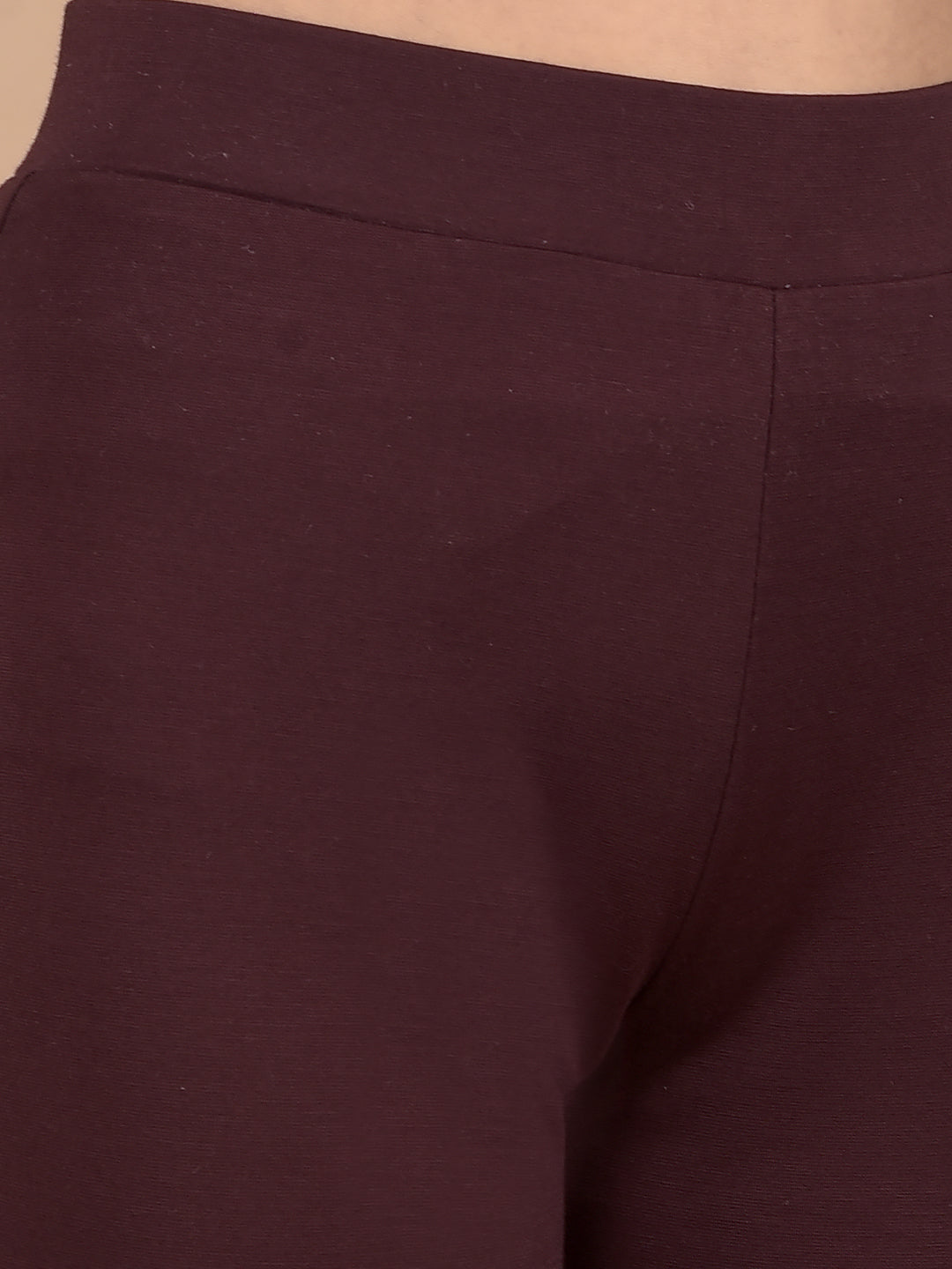 Wine Crop Length Bootcut Treggings-Girls Treggings-Crimsoune Club