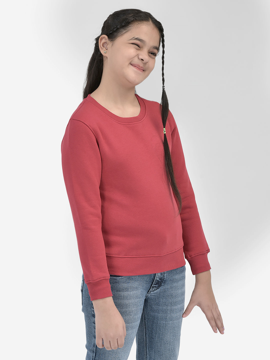 Red Solid SweatShirts-Girls SweatShirtss-Crimsoune Club
