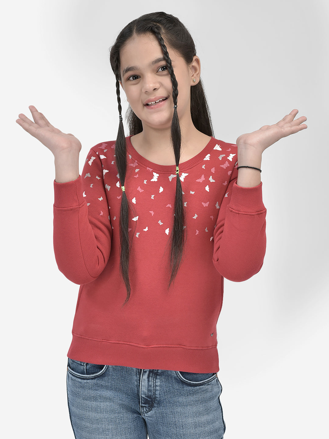 Red Printed SweatShirts-Girls SweatShirtss-Crimsoune Club