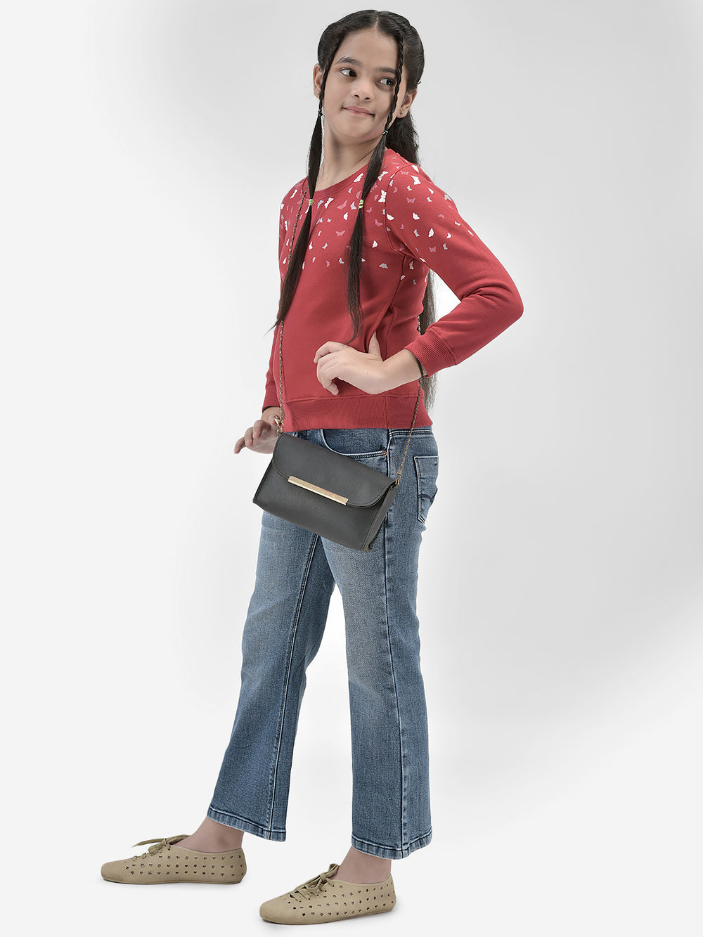 Red Printed SweatShirts-Girls SweatShirtss-Crimsoune Club