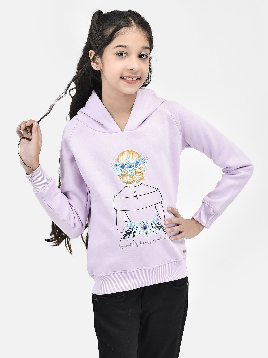 Purple Printed Hooded SweatShirts-Girls SweatShirtss-Crimsoune Club