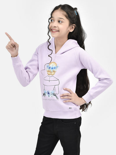 Purple Printed Hooded SweatShirts-Girls SweatShirtss-Crimsoune Club