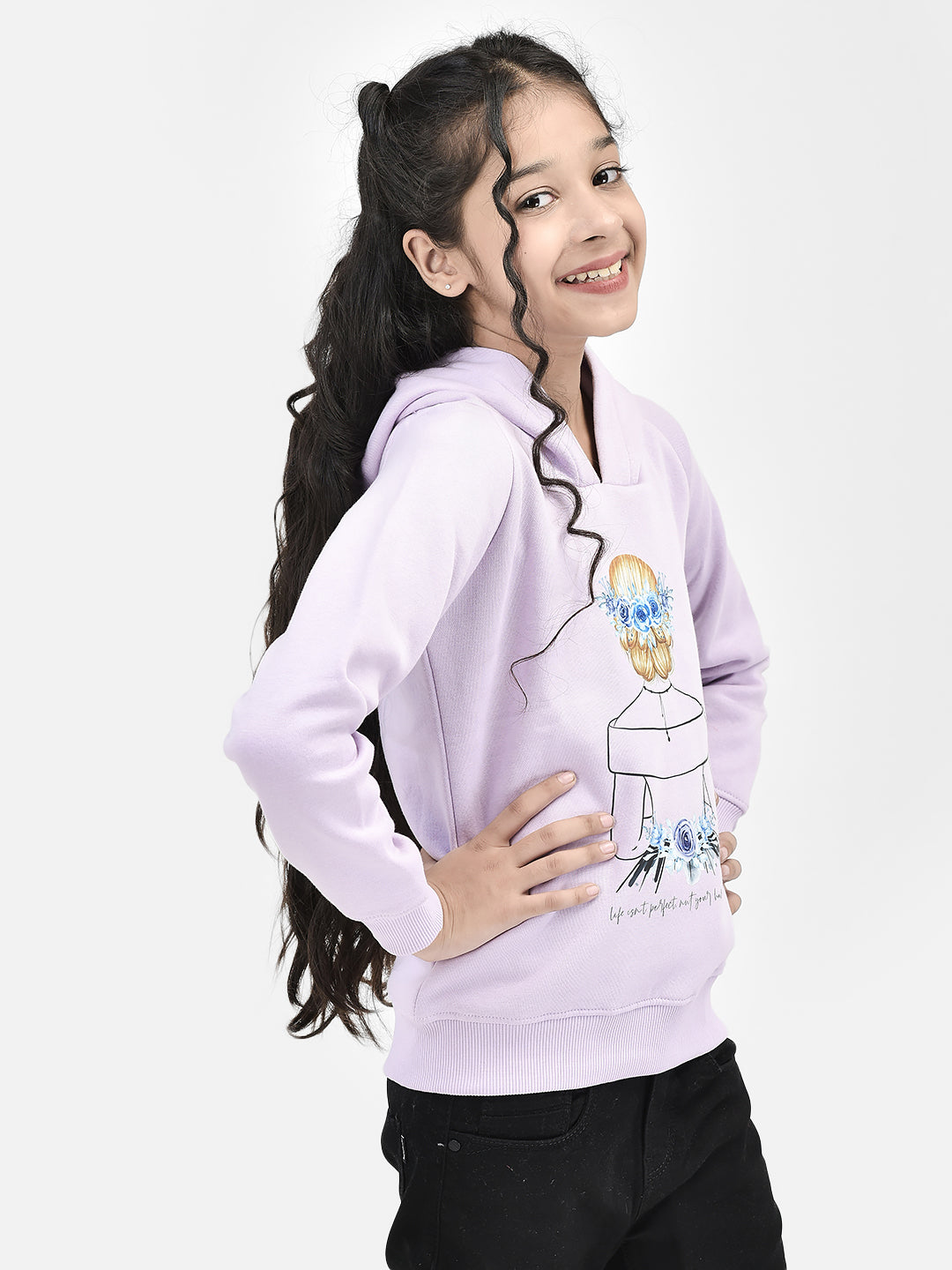 Purple Printed Hooded SweatShirts-Girls SweatShirtss-Crimsoune Club