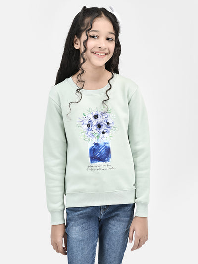 Green Printed SweatShirts-Girls SweatShirtss-Crimsoune Club