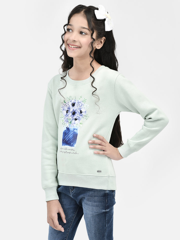 Green Printed SweatShirts-Girls SweatShirtss-Crimsoune Club