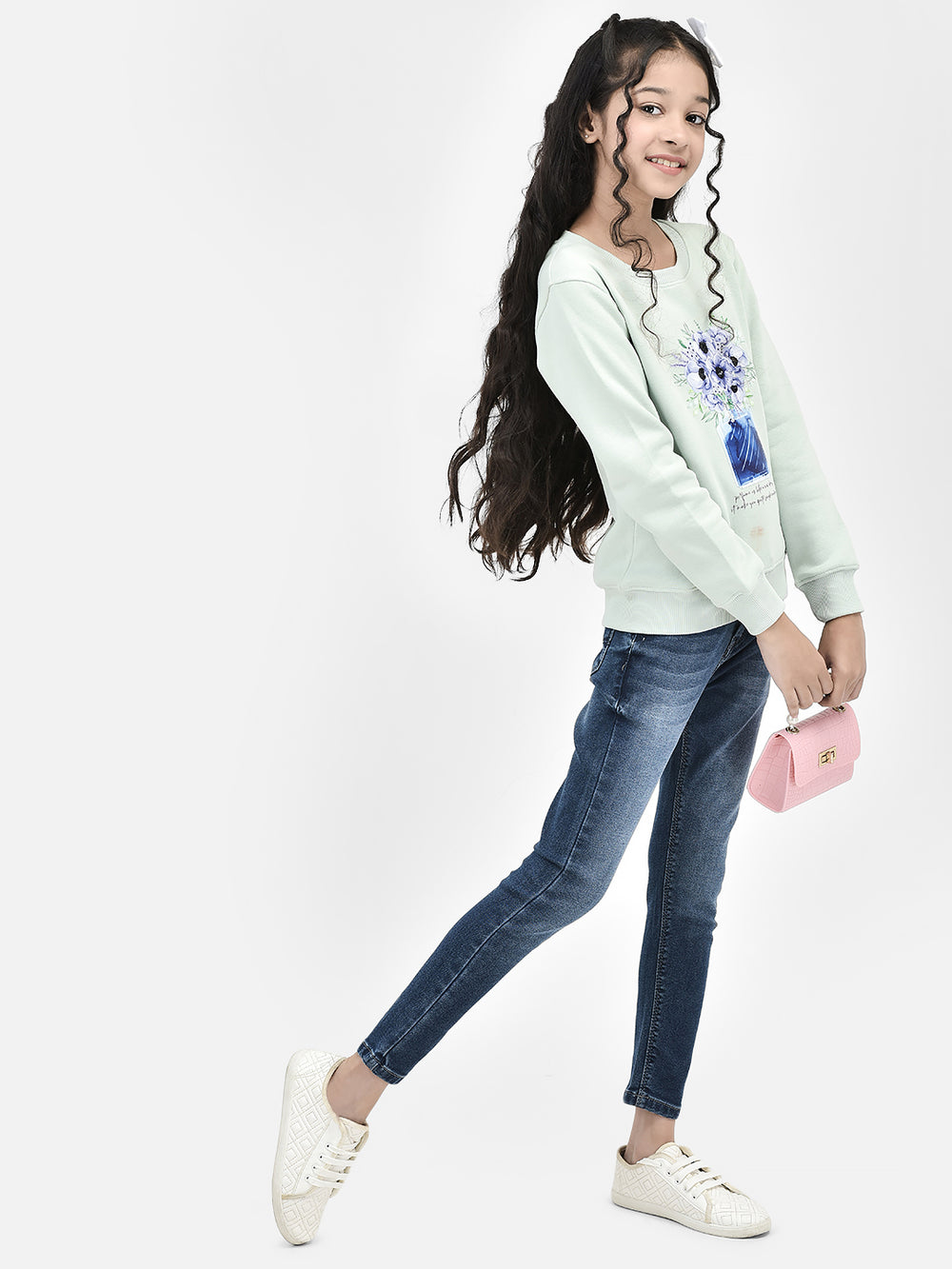 Green Printed SweatShirts-Girls SweatShirtss-Crimsoune Club