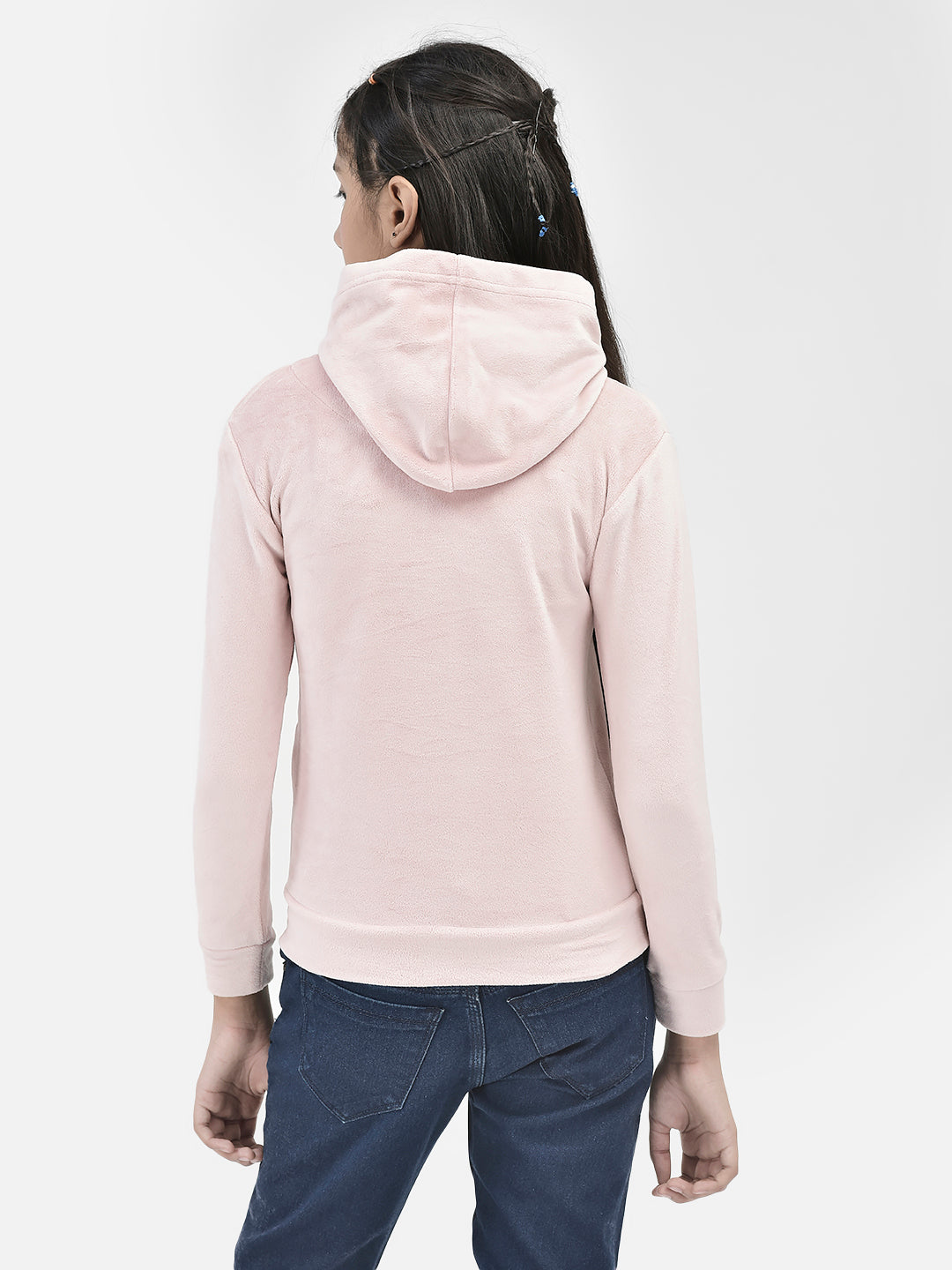 Pink Printed Hooded Sweatshirt-Girls Sweatshirts-Crimsoune Club