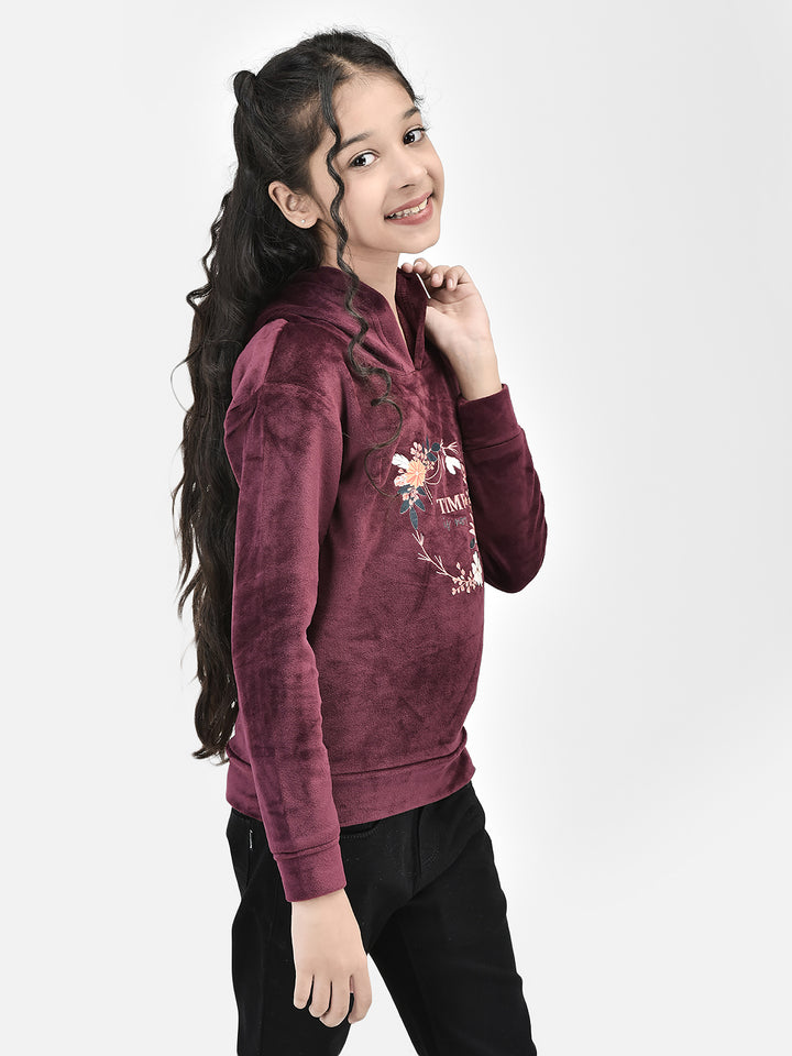 Maroon Printed Hooded SweatShirts-Girls SweatShirtss-Crimsoune Club