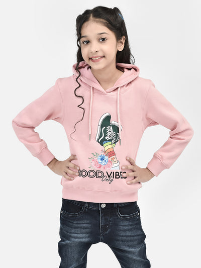 Pink Printed Hooded SweatShirts-Girls SweatShirtss-Crimsoune Club