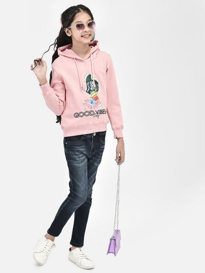 Pink Printed Hooded SweatShirts-Girls SweatShirtss-Crimsoune Club