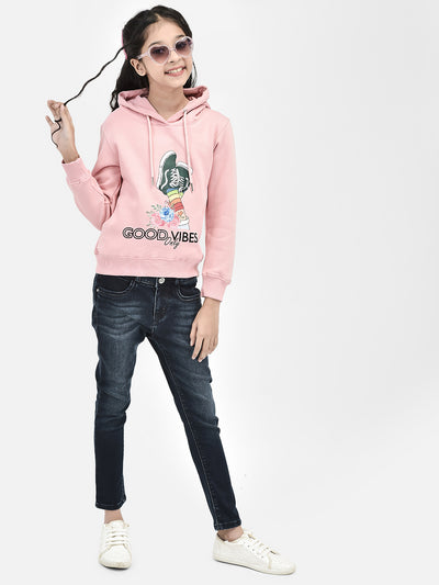 Pink Printed Hooded SweatShirts-Girls SweatShirtss-Crimsoune Club