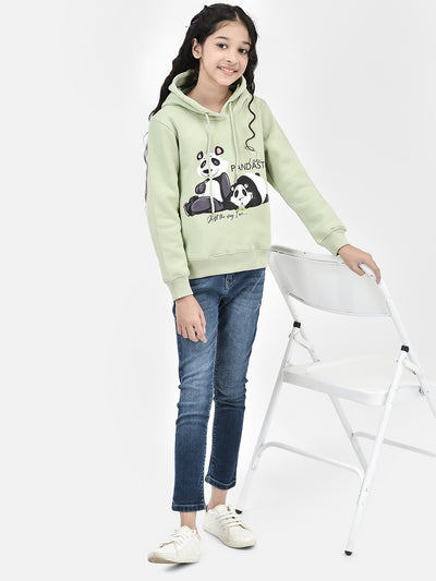 Olive Printed Hooded SweatShirts-Girls SweatShirtss-Crimsoune Club