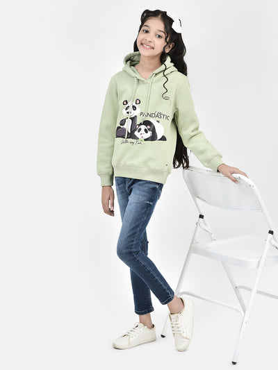 Olive Printed Hooded SweatShirts-Girls SweatShirtss-Crimsoune Club