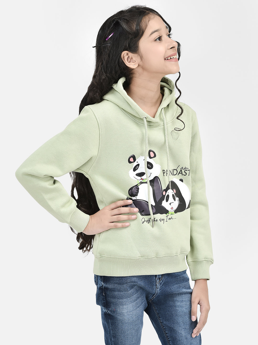 Olive Printed Hooded SweatShirts-Girls SweatShirtss-Crimsoune Club