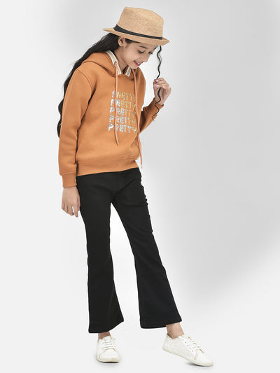 Brown Printed Hooded SweatShirts-Girls SweatShirtss-Crimsoune Club