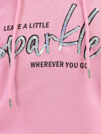 Pink Printed Hooded Sweatshirt-Girls Sweatshirts-Crimsoune Club