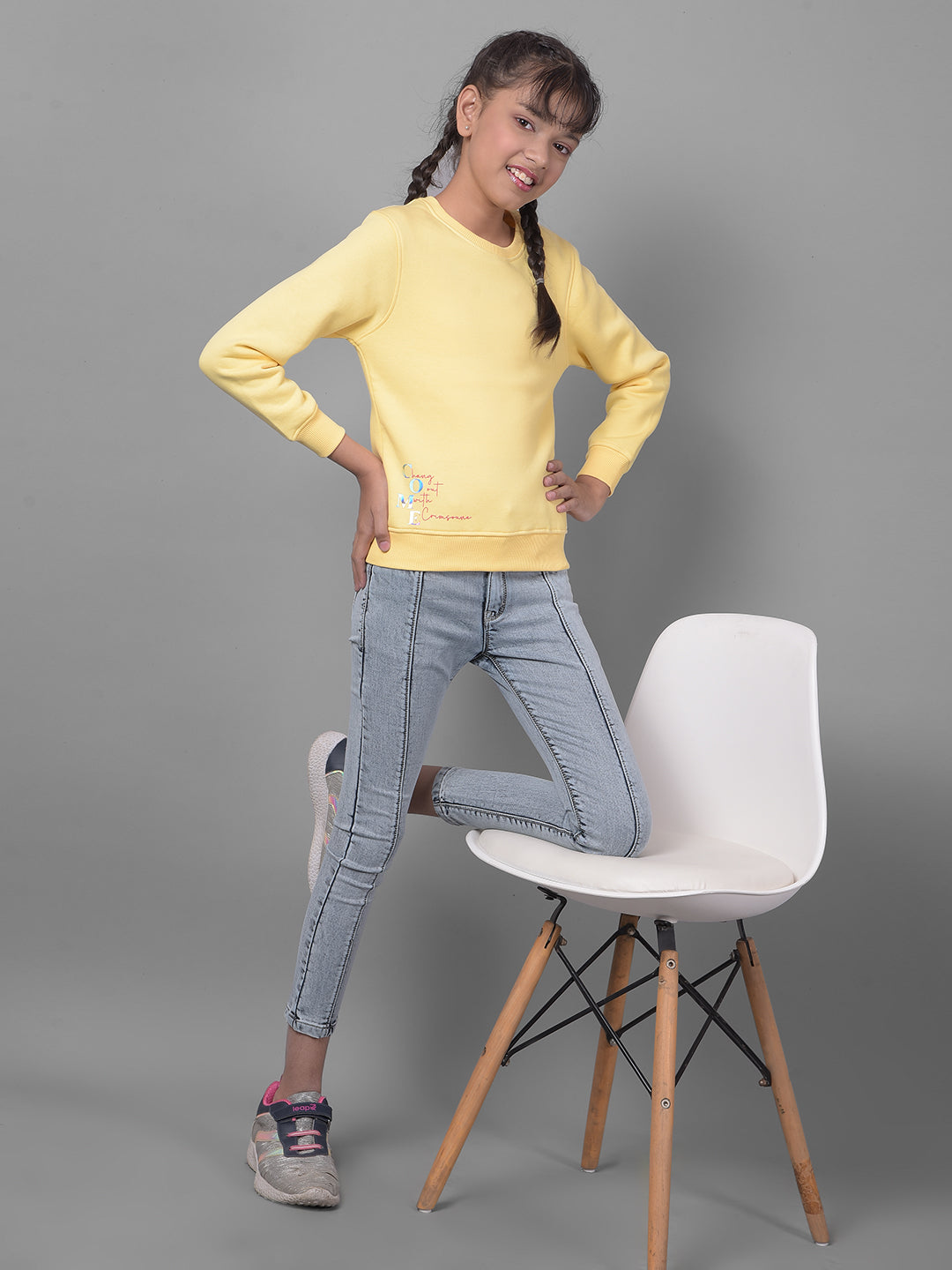 Yellow Sweatshirt-Girls Sweatshirts-Crimsoune Club