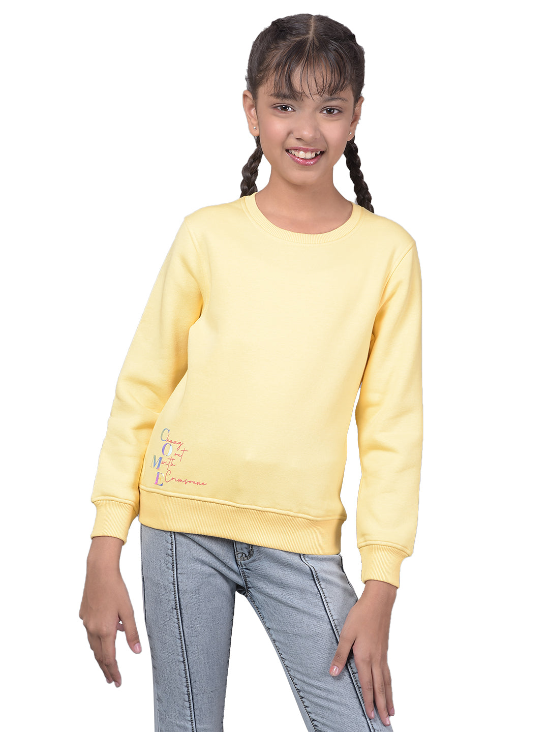 Yellow Sweatshirt-Girls Sweatshirts-Crimsoune Club