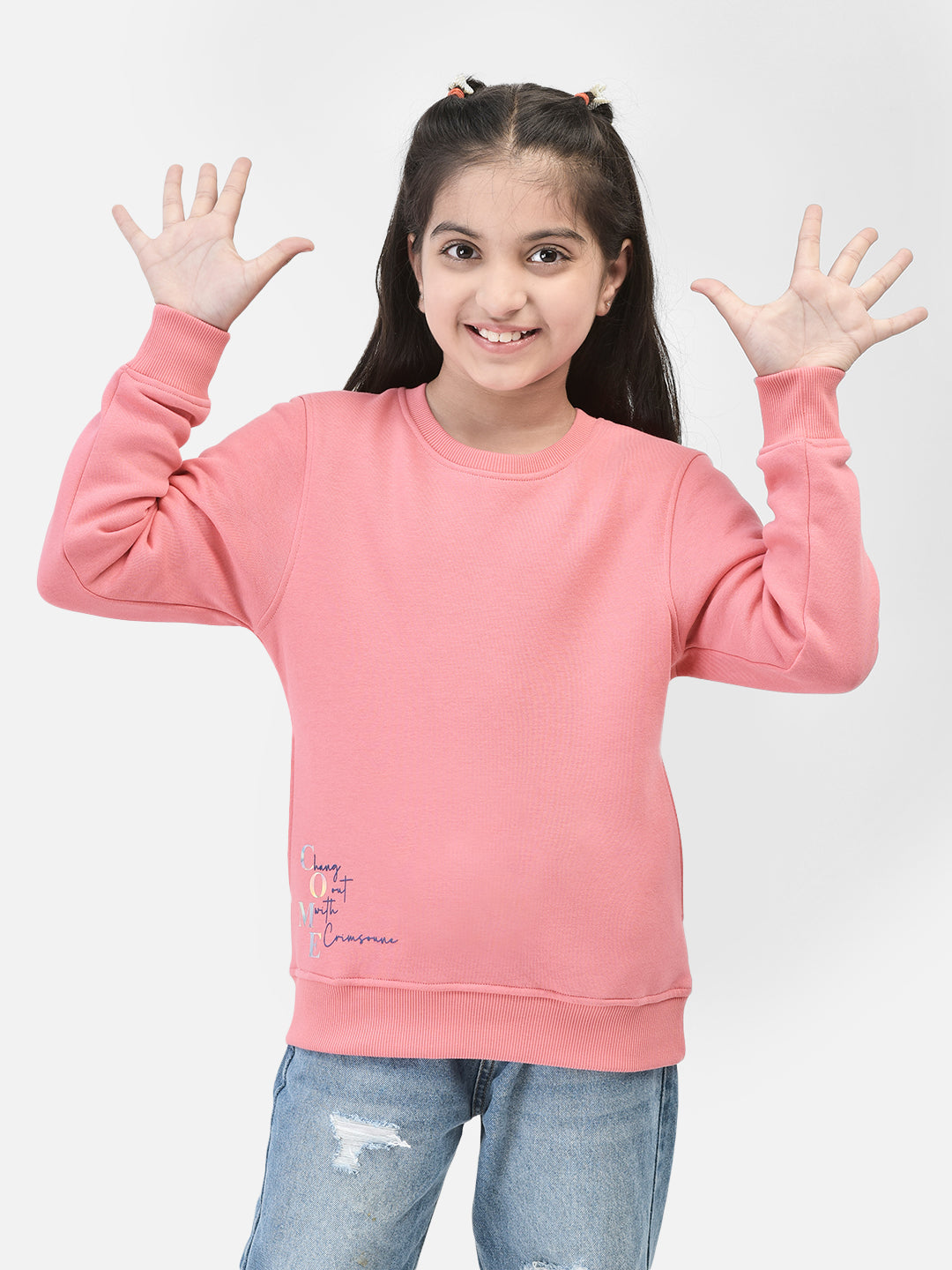 Pink Sweatshirt-Girls Sweatshirts-Crimsoune Club