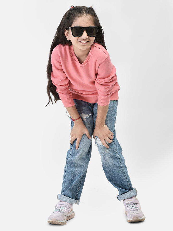 Pink Sweatshirt-Girls Sweatshirts-Crimsoune Club