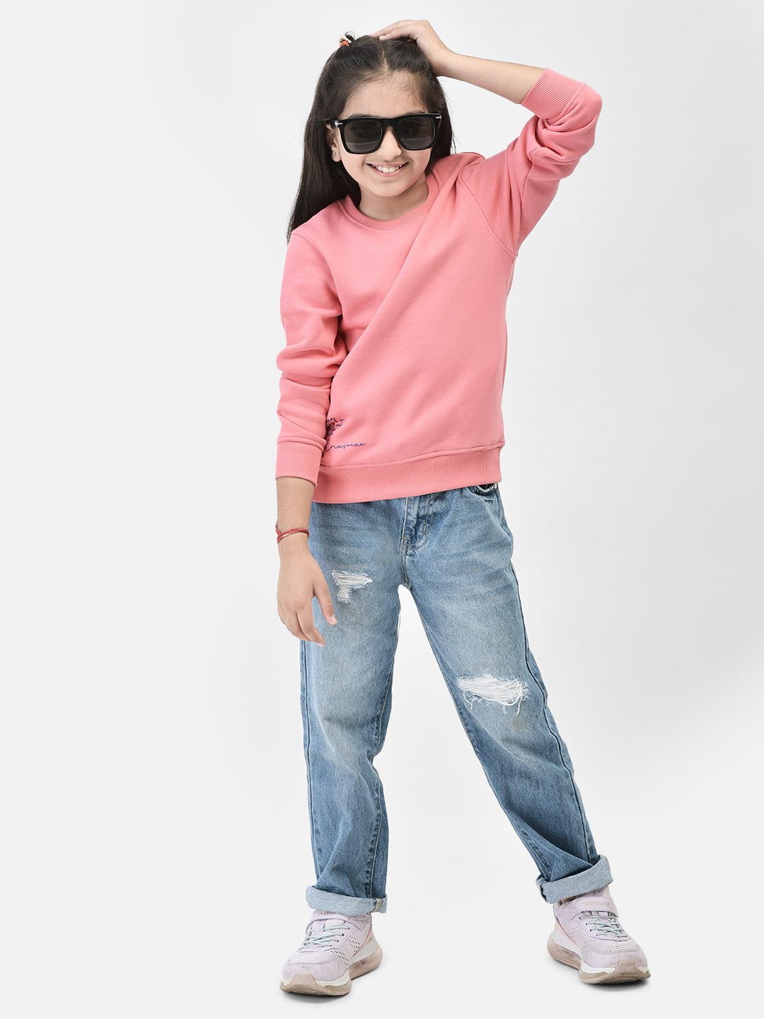 Pink Sweatshirt-Girls Sweatshirts-Crimsoune Club