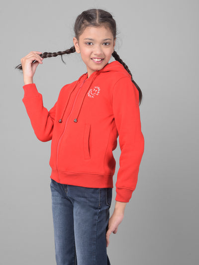 Red Hooded Sweatshirt-Girls Sweatshirts-Crimsoune Club