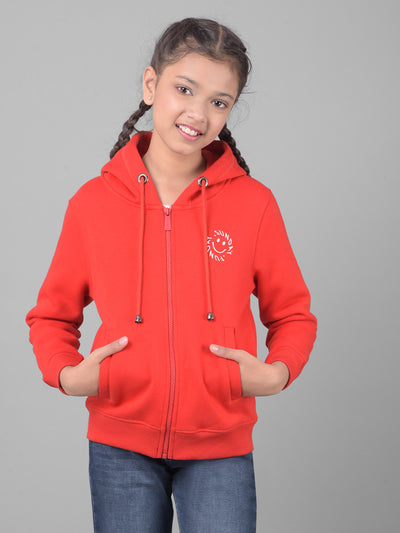 Red Hooded Sweatshirt-Girls Sweatshirts-Crimsoune Club