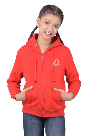 Red Hooded Sweatshirt-Girls Sweatshirts-Crimsoune Club