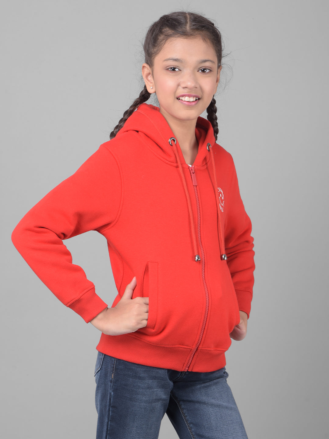 Red Hooded Sweatshirt-Girls Sweatshirts-Crimsoune Club