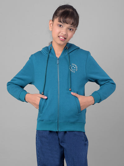 Blue Hooded Sweatshirt-Girls Sweatshirts-Crimsoune Club