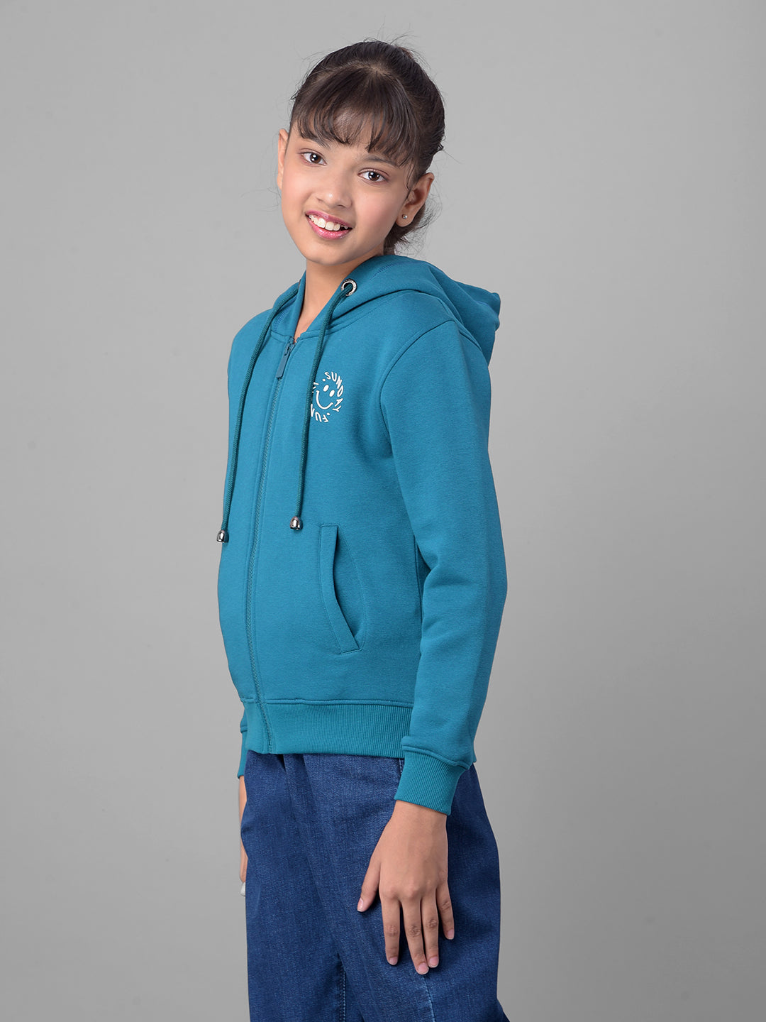 Blue Hooded Sweatshirt-Girls Sweatshirts-Crimsoune Club