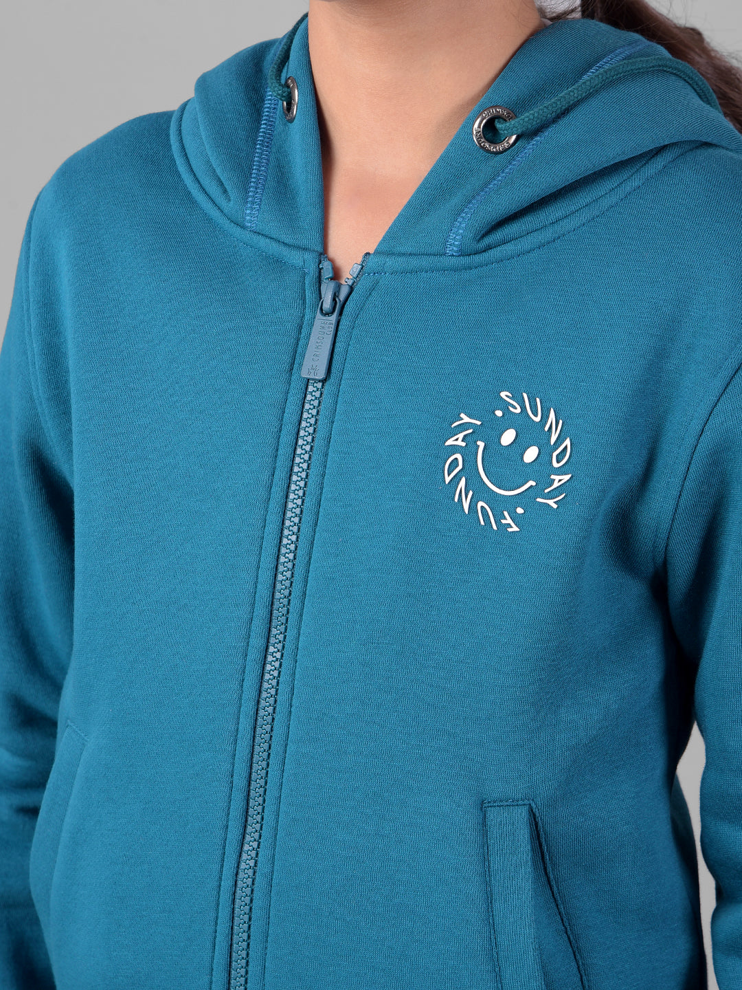 Blue Hooded Sweatshirt-Girls Sweatshirts-Crimsoune Club