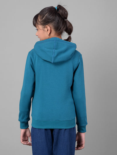 Blue Hooded Sweatshirt-Girls Sweatshirts-Crimsoune Club