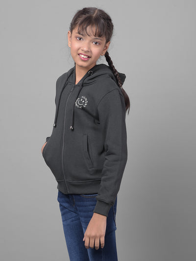 Navy Blue Hooded Sweatshirt-Girls Sweatshirts-Crimsoune Club