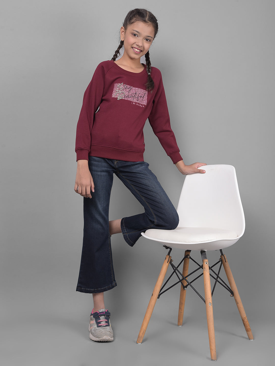 Wine Printed Sweatshirt-Girls Sweatshirts-Crimsoune Club