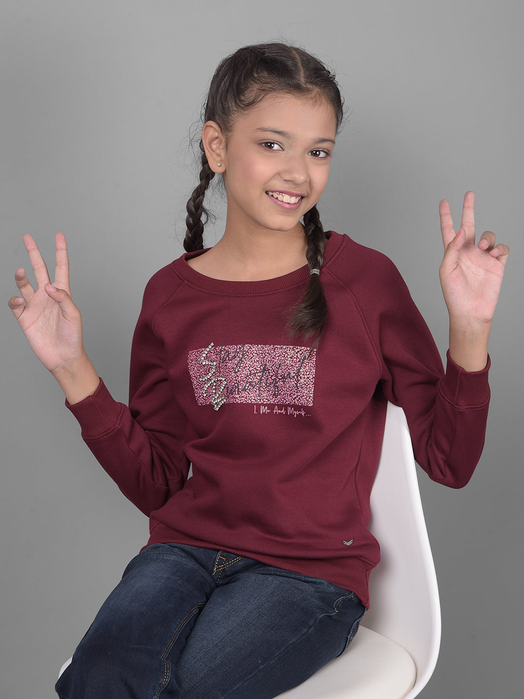 Wine Printed Sweatshirt-Girls Sweatshirts-Crimsoune Club